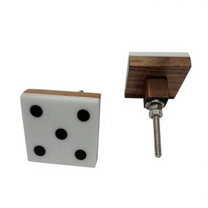 Boutons de commode en résine et bois faits à la main, poignée de meuble en bois d'acacia rayé et résine pour tiroir de cuisine et porte - Product Image 3