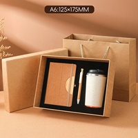 Ensemble cadeau de luxe pour la fête des pères : carnet en liège et bambou avec logo personnalisé, stylo et tasse à café, ensemble cadeau promotionnel pour entreprise