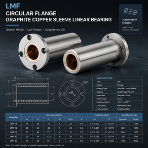 Roulement linéaire LMF personnalisé à bride ronde, manchon en cuivre graphite, autolubrifiant, résistant à la corrosion pour la robotique - Product Image 4