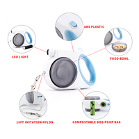 Laisse rétractable multifonction pour chien, avec batterie au lithium, sac de poope léger biodégradable, bol d'alimentation, 1 pièce