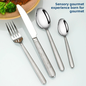 Ensemble de <span class=keywords><strong>couverts</strong></span> de luxe 4 pièces en acier inoxydable 430, couteau, cuillère et fourchette, vente chaude - Product Image 3