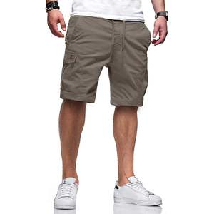 2025 pantalones cortos Cargo informales para hombre, pantalones cortos elásticos clásicos con cordón de algodón, 6 bolsillos, talla XS, logotipo cómodo teñido liso - Product Image 1
