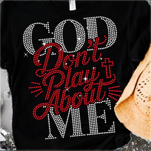 Transfert de strass thermocollants ronds à dos plat, motif éco-responsable, avec message chrétien 'God Don'<span class=keywords><strong>t</strong></span> Play Me Bling', pour vêtements et chaussures - Product Image 2