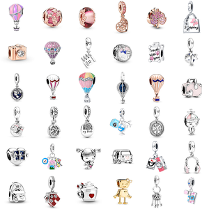 Abalorios de Plata de Ley S925 con Baño de Oro Rosa de la Serie Viajes - Colgantes Finos con Piedra Principal de Circonita para Pulsera, Collar, Regalo - Product Image 1