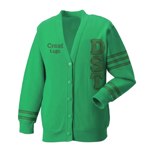 Cárdigan Sólido Personalizado con Logotipo Bordado, Corte Holgado, Cuello en V, Unisex, Tallas Grandes, Grueso, Casual, Doble Botonadura, para Invierno - Product Image 2