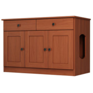 Palace Imports - Enclos pour litière pour chat Haajarah 3 portes en bois massif avec 2 tiroirs de rangement pour les essentiels de soins pour chat de petite taille - Product Image 3