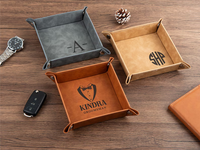 Plateau de rangement en similicuir personnalisable avec logo, gravable au laser, vente en gros, plateau de valet en cuir monogrammé, gravé, pour homme