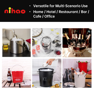 NIHAO Özel Logolu Büyük Şampanya Buz Kovası Paslanmaz Çelik Bira Şarap Soğutucusu Gül Altın Parti Buz Kovası Ev Bar Partisi İçin - Product Image 5