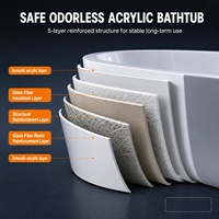 Baignoire autoportante rectangulaire moderne en acrylique blanc avec bac de trempage profond de 55 pouces pour usage intérieur dans la salle de bain