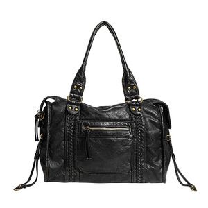 Cross-border Best-selling French-style Vintage Biker <b>Bag</b> <b>Soft</b> PU <b>Leather</b> Shoulder Crossbody Tote Large Women's <b>Bag</b> High Capacity - Product Image 5