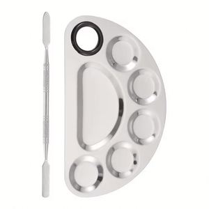 Paleta de Maquillaje de Acero Inoxidable Personalizada con Etiqueta Privada para Mezclar Base, Sombra de Ojos y Pestañas - Product Image 1