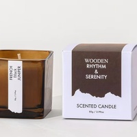 Boîte-cadeau de bougie de soja en bocal de verre carré brun avec logo personnalisé bougie parfumée de soja de marque privée de luxe