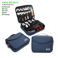 Boîte de rangement numérique multifonctionnelle, sac de rangement numérique en tissu Oxford double couche, organisateur de chargeur de téléphone et de câble de données