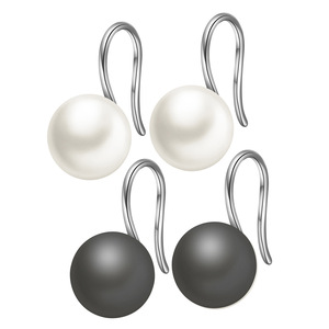 White And <b>Black</b> Imitation Pearl <b>Stud</b> <b>Earrings</b> 10mm Stainless Steel Women's Jewelry Fashion Dangle <b>Earrings</b> - Product Image 1