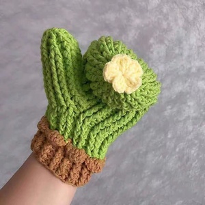 <span class=keywords><strong>Manoplas</strong></span> de Cactus de cartón de dedo completo de algodón acrílico de ganchillo hechas <span class=keywords><strong>a</strong></span> mano de alta calidad con flor amarilla - Product Image 5