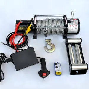 factory sale 13000lbs 12v/24v electric winch for suv car wire rope nylon rope Car towing winch