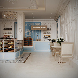 Design d'Interni per Caffetteria e Pasticceria, Personalizzazione Completa della Stanza, Soluzione con Vetrina Espositiva, Decorazione Completa per <span class=keywords><strong>Negozio</strong></span> di Caffè - Product Image 4