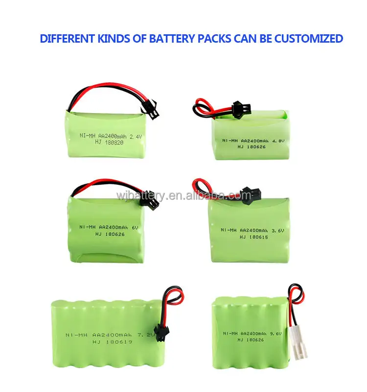 OEM vente en gros batterie personnalisée 3.6v 4.8v 2/3aa 350mah 1800mah nickel-métal hydrure 24v batterie nimh aaa 800mah