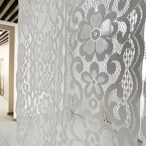 Thuis Licht Jacquard Beige Keuken Bloem Mesh Netto Warp Gebreide Polyester Macrame Deur Gordijn