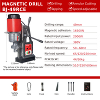 Perceuse magnétique industrielle BJ-49RCE, 49 mm, 3 vitesses, réversible, pour perçage, taraudage et forage à noyau, directement de l'usine