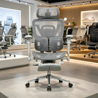 Chaise de bureau de direction moderne à dossier haut avec design ergonomique en maille réglable, pivotant à 360°, base en acier pour usage hôtelier, garantie 5 ans