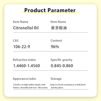Huile de Citronellol de style populaire, écologique, à base de substances botaniques pures, plusieurs options de qualité, emballage personnalisé, commande en gros