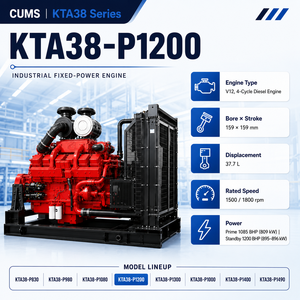 <span class=keywords><strong>Moteur</strong></span> diesel CUMS KTA38-P1200 <span class=keywords><strong>V12</strong></span> 37,7 L 809 kW 1500 tr/min, unité de pompage d'eau à démarrage électrique pour la lutte contre les incendies et le drainage - Product Image 1