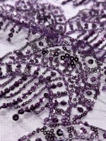 Tissu en tulle perlé à franges festonnées, fait main, pour robe de soirée haute couture 2026