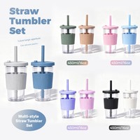 Nouveau Set de Gobelets Double Paroi 16oz avec Paille Intégrée et Grand Trou pour Perles BOBA, Idéal pour le Thé au Lait en Extérieur