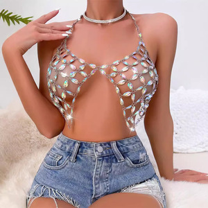 Barre de nuit YXY-116 faite à la main femmes creux <span class=keywords><strong>Bikini</strong></span> corps bijoux Sexy cristal strass hauts Camisole diamant soutien-gorge corps chaîne - Product Image 1