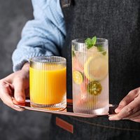 Verre à boire cannelé en verre nervuré de 12 oz pour jus