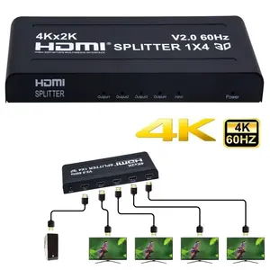 V2.0 4K 60hz HDTV Splitter 1x4 4k x 2k 3D HDTV Splitter 1x4 1 In 4 Out Video Converter pour PS4 STB DVD Camera PC To 4 TV Monitor