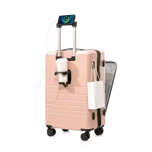 Carry On Bag Travel Suitcase Set Maletas De Viaje Multifunctional Luggage With Cup Holder Trolley Case