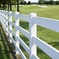 Clôture pour chevaux en vinyle blanc robuste à 4 rails, résistante aux chocs, kit de poteaux et rails en PVC pour ranch, enclos, bétail, élevage industriel