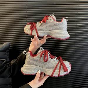 Women's Luxury Designer <b>Chunky</b> Sneakers High Quality Casual Fashion Walking <b>Shoes</b> Comfortable Cushioning Breathable Leather - Product Image 1