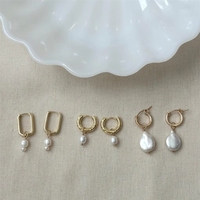 Pendientes de Aro Colgantes de Oro 18K con Perlas, Estilo Barroco, de Cobre, para Novia, Joyería de Moda para Boda, Regalos para Ella