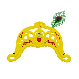 Corona Decorativa Tradicional Krishna Mukut para el Festival de Adoración del Ídolo Laddu Gopal Bal Krishna y Decoración de Templos - Product Image 3