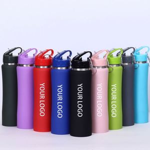 Customized Luxury Portable Gym Sports <b>Flask</b> Vacuum Stainless Steel Insulated Carabiner Water Bottle Straw for Business Gifts - Product Image 1