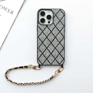 Nuevo diseño 2023 Ventas al por mayor Diseño de moda de lujo Buena calidad Cadena de diamantes Funda para teléfono móvil para iPhone 11 12 13 14 15