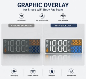 Pantalla Personalizada para Báscula Corporal, Etiqueta Adhesiva Inteligente con Wifi, Impresa, para Medir Grasa Corporal, Libras, Kilogramos, con Adhesivo Frontal - Product Image 2