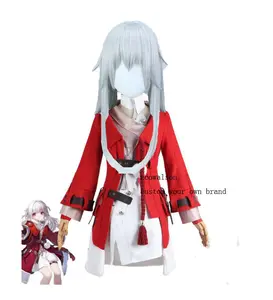 ecowalson Game Honkai Star Rail Clara Cosplay Costume Wig Uniform Red Dress Hat Necklace Bloody Rabbit Svarog Belobog Women