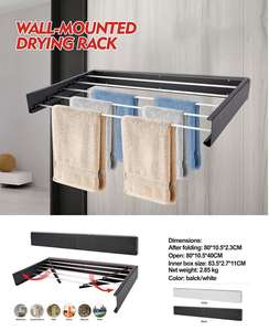 Support de sèche-linge pliable multifonctionnel en aluminium Design <span class=keywords><strong>extensible</strong></span> pour le nettoyage des armoires Rangement à usage domestique avec tissu - Product Image 4