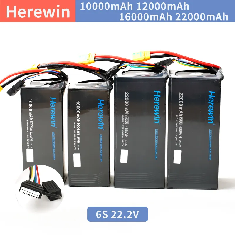 Herini Win baterai Lipo cerdas 6s 16000mAh 22.2V 20C isi ulang daya untuk model RC/mobil/drone pertanian