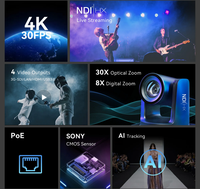 4K NDI AI Seguimiento automático 30X Zoom PTZ Cámara con controlador de joystick Sistema de transmisión en vivo para transmisión en vivo