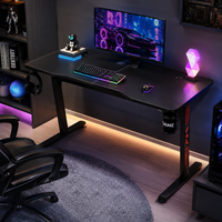 Meja Gaming Logam Desain Asli Custom Knock-Down dengan Permukaan MDF, Tempat Gelas, Hemat-Ruang, dan Dapat Dilipat