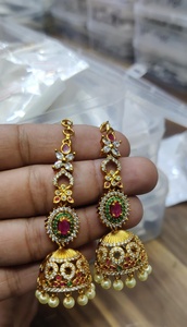 Pendientes indios Jhumki multicolores para mujer con flor tallada, colgantes largos, joyería gitana turca afgana para bodas - Product Image 4