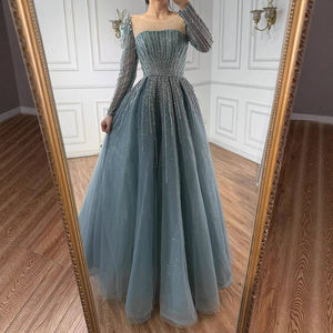 Serene Hill LA72991A Abito da Sera Turchese a Linea A con <span class=keywords><strong>Glitter</strong></span> e <span class=keywords><strong>Maniche</strong></span> <span class=keywords><strong>Lunghe</strong></span>, <span class=keywords><strong>Vestito</strong></span> Formale da Cerimonia per Donne 2025 - Product Image 1