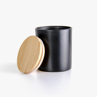 7oz 10oz 12oz 14oz bocal en verre à bougie vide noir mat personnalisé avec couvercle noir en bois pour bougies
