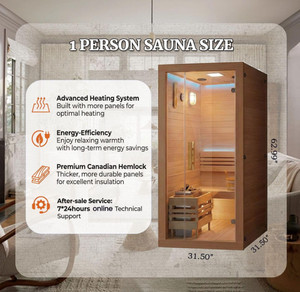 <span class=keywords><strong>Sauna</strong></span> Interior Tradicional Personalizada para 1 Persona, Fabricada con Madera de Hemlock Canadiense Centenario, con Bluetooth - Product Image 4