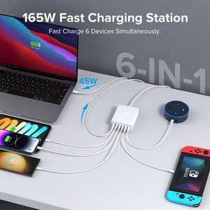 Cargador de Portátil HNT GaN de 165 Vatios, <span class=keywords><strong>6</strong></span> Puertos, 4C2A, <span class=keywords><strong>Carga</strong></span> Rápida, Adaptador PD+QC3.0 para Macbook, iPad, iPhone, Samsung Galaxy - Product Image 4